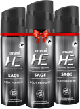 He Sage Deodorant Spray  –  For Men(360 Ml, Pack Of 3)
