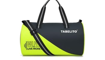 Fit-Go Duffle Sports Travel Gym Bag 30 Litre Water-Resistant Shoulder Strap Bags For Men & Women Neon+Grey