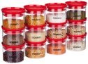 Amazon Brand – Solimo Plastic Storage Jar And Container Set I Air Tight & Bpa Free Containers For Kitchen Storage Set I Grocery Kitchen Container Set I Multipurpose Jar, 500 Ml Each, Set 12, Red