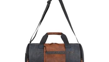 Gear Clubsport 3 9″/33L Faux Leather Large Water Resistant Duffle Bag/Travel Bag/Gym Bag For Men & Women(Navy-Tan)