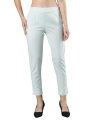 Femmora Comfortable Fit Solid Straight Pant, Breathable Cotton Fabric With Side Zip Button Closure, For Women, Pastel Blue, Pack Of 1