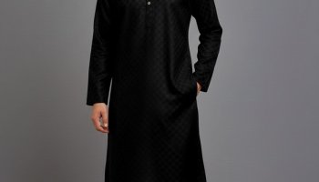 Tibra Collection Men Solid Straight Kurta(Black)