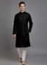 Tibra Collection Men Solid Straight Kurta(Black)