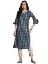 Libas Womens Printed Silk Straight Kurta For Women Blue