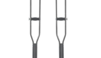 Vissco Astra Under Arm Crutches Aluminium, Crutches For Those Physically Chalenged With Adjustable Elbow Support, Pvc Grip Handle, Light Weight & Height Adjustable, Walking Stick (1 Pair) – Xl (Grey)
