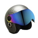 Turtle Helmet Star With Visor Half Face With Scratch Resistive Rainbow Visor & Hard Shell Abs Plastic Helmet, Grey, Large Size, (L-60 Cm)
