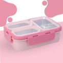 Darkpyro 3 Lunch Box Comes With 3 Detachable Inner Steel Compartments| Bpa-Free Lunch Box For Fresh Meals On-The-Go Ideal For School, Office, And Travel- Pink 600Ml