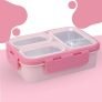Darkpyro 3 Lunch Box Comes With 3 Detachable Inner Steel Compartments| Bpa-Free Lunch Box For Fresh Meals On-The-Go Ideal For School, Office, And Travel- Pink 600Ml