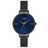 Timex Analog Watch For Women With Blue Round Dial & Black Stainless Steel Bracelet Band Water Resistant Women’S Wrist Watches – Twel155Smu08