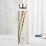 Borosil Artisan 550Ml Narrow Mouth Glass Bottle With Metal Lid | 100% Borosilicate, Fridge Safe, Leakproof, Easy To Carry | Store Water, Lassi, Juice, Smoothies | Dishwasher Safe (Prism)