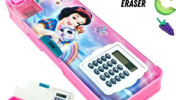 Tishna Inbuilt Calculator & Sharpener For Girls And Boys Birthday Return Gift Disney Princess Art Plastic Pencil Box(Set Of 1, Pink)
