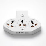 Ant Stinger 321 Multi Socket Power Strip | Extension Board| Surge Protector |3 Ac Sockets + 2 Usb (2.1A) + 1 Fast Type-C | 2500W / 10A |One Key Switch|Overload & Child Safety Protection – White