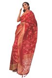 Swornof Womens Kanjivaram Silk Saree With Zari Woven Saree With Blouse Piece (Red3)