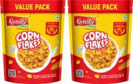 Kwality Corn Flakes, Natural Source Of Vitamins, Iron & Proteins, Breakfast Cereal Pouch(2 X 0.5 Kg)