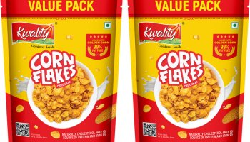 Kwality Corn Flakes, Natural Source Of Vitamins, Iron & Proteins, Breakfast Cereal Pouch(2 X 0.5 Kg)