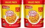 Kwality Corn Flakes, Natural Source Of Vitamins, Iron & Proteins, Breakfast Cereal Pouch(2 X 0.5 Kg)