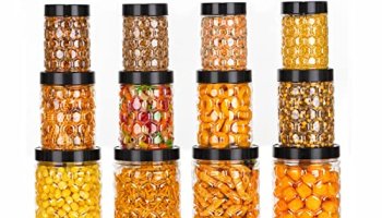 Nariya Plastic Food Storage Containers, Set Of 12 Bpa Free Transparent Airtight Jars, Functional And Stylish, 350 Ml, 650 Ml, 1200 Ml