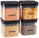 Amazon Brand – Solimo Airtight Plastic Storage Jar And Container Set-I | Bpa Free | Multipurpose Storage | 750Ml Each, Set Of 4 (Black)