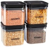 Amazon Brand – Solimo Airtight Plastic Storage Jar And Container Set-I | Bpa Free | Multipurpose Storage | 750Ml Each, Set Of 4 (Black)