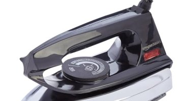 Amazon Basics 750 Watt Dry Iron With Non-Stick Soleplate|Black, 750 Watts, Ceramic