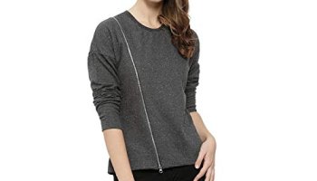 Campus Sutra Full Sleeve Solid Women Sweatshirt(Azw18_Hcrz_W_Pln_Ch_Az_M) Charcoal