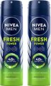 Nivea Fresh Power Deo Spray, 48H Derma Odour Protection With Citrus, Musk, Spice Body Spray  –  For Men(300 Ml, Pack Of 2)