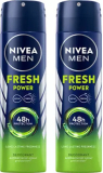 Nivea Fresh Power Deo Spray, 48H Derma Odour Protection With Citrus, Musk, Spice Body Spray  –  For Men(300 Ml, Pack Of 2)