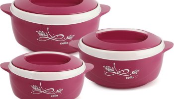 Cello Sapphire Pack Of 3 Thermoware Casserole(500 Ml, 1000 Ml, 1500 Ml)