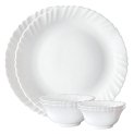 Larah By Borosil Plain White Silk Series Opalware Dinner Set | 6 Pieces For Family Of 2 | Microwave & Dishwasher Safe | Bone-Ash Free | Crockery Set For Dining & Gifting | Plates & Bowls | White