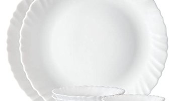 Larah By Borosil Plain White Silk Series Opalware Dinner Set | 6 Pieces For Family Of 2 | Microwave & Dishwasher Safe | Bone-Ash Free | Crockery Set For Dining & Gifting | Plates & Bowls | White
