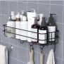 Rerant Self-Adhesive Bathroom Shelf With Hooks – Space-Saving Wall Mounted Shelf For Bathroom Essentials – Durable, No-Drill Required – Sleek Design. (Pack Of 1)