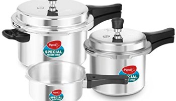 Pigeon By Stovekraft Special Aluminium Pressure Cooker Combo With Outer Lid Gas Stove Compatible 2, 3, 5 Litre Capacity For Healthy Cooking (Silver)