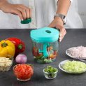 Cello Magic Hand Chopper Xl | Multi Utility Chopper | 5 Stainless Steel Blades | Vegetable And Fruits Chopper | 15 Cuts One Pull | (Chopper, Blade, Whipper) | 900 Ml| Green
