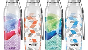 Milton Helix 1000 Pet Water Bottle 1 Litre Each Bpa Free, Leak Proof, Office Bottle Home Kitchen Travel Bottle, Set Of 4, Assorted