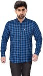 Marc Laurent Men Checkered Casual Blue Shirt