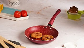 Cello Crown Induction Base Taper Fry Pan 22Cm, Maroon (Aluminium)