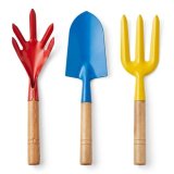 Ascension Gardening Tools Set For Digging & Planting – 3 Pcs Hand Trowel, Cultivator & Rake With Wooden Handles Mini Gardening Kit For Home Planting Terrace Balcony Garden Tools (Pack Of 3)