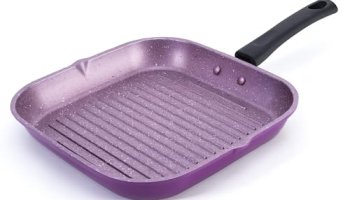 Wonderchef Valencia Non-Stick Grill Pan | Cool Touch Bakelite Handle | Pure Grade Aluminium| Pfoa Free| Size 24 Cm | 1.6 Litres Capacity | 2 Year Warranty | Purple