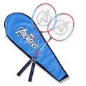 Captain America Badminton Racket Set Of 2 By Starter – Anti Slip Grip, Nylon Gut, Alloy Joint, Multi-Colour