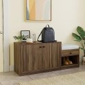 Amazon Brand – Solimo Edmont Engineered Wood 2 Door Shoe Rack With 1 Drawer And Seat (Asian Walnut Finish)