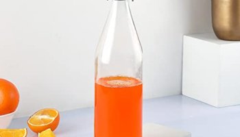 Cello Aquaria Glass Water Bottle For Daily Use, 1000Ml Transparent | Freezer Safe & Leakproof Flip Cap |Stylish & Unique Design |Durable & Scratch Proof |Fridge Bottle For Juice, Milk & Cold Beverages