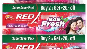 Dabur Red Bae Fresh Gel – 600Gm (300Gm*2) | Fights Bad Breath, Cavity Germs And Plaque | 12Hr Freshness | Activ Germ-Kill Formula