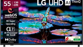 Lg Ai Tv Ua8200 139 Cm (55 Inch) Ultra Hd (4K) Led Smart Webos Tv 2025 Edition With Alpha7 Ai Processor 4K Gen8 | 4K Super Upscaling | Ai Picture Pro | 4K Expression Enhancer | New Ai Magic Remote Compatible | Ai Search With Ms Copilot | Ai Sound Pro (9.1.2 Ch) | Dolby Atmos | Chromecast Built-In(55
