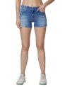 Spykar Mid Rise Blue Shorts For Women (Size: 32)-Wsrd1Bd015