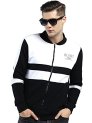 Maniac Men’S Color Block Casual Zip Jacket – Round Neck, Full Sleeve – Black, White Cotton