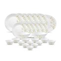 La Opala Diva Classique Collection Opal Glass Crockery | For Family Of 6 | Dinner Set 27 Pcs Citron Weave | Plates & Bowls For Dining | Microwave Safe | 100% Vegetarian | Extra Strong | White