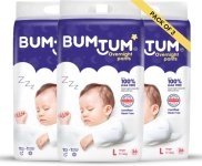 Bumtum Baby Overnight Diaper Pants, Chamomile Microbial Layer Protection – L(108 Pieces)