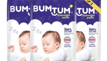 Bumtum Baby Overnight Diaper Pants, Chamomile Microbial Layer Protection – L(108 Pieces)