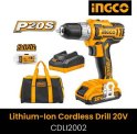 Ingco Ingco Lithium-Ion Cordless Drill Cdli2002 20V Cdli2002 Pistol Grip Drill(10 Mm Chuck Size)