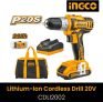 Ingco Ingco Lithium-Ion Cordless Drill Cdli2002 20V Cdli2002 Pistol Grip Drill(10 Mm Chuck Size)